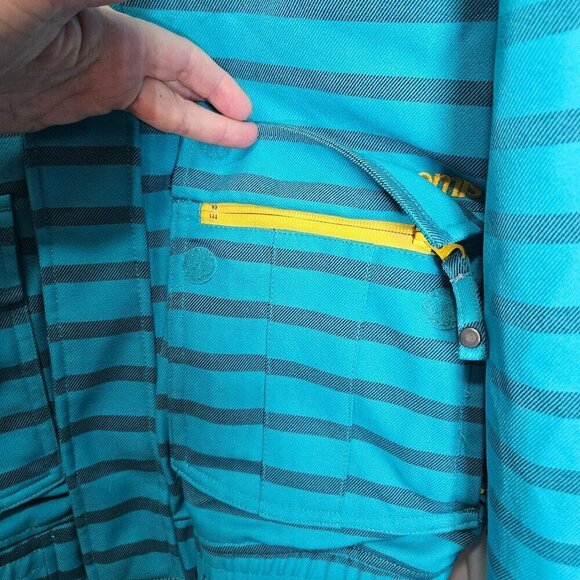 Nomis Women's Striped Hooded snowboarding Jacket Small Yellow & Blue Polyester - Picture 13 of 16